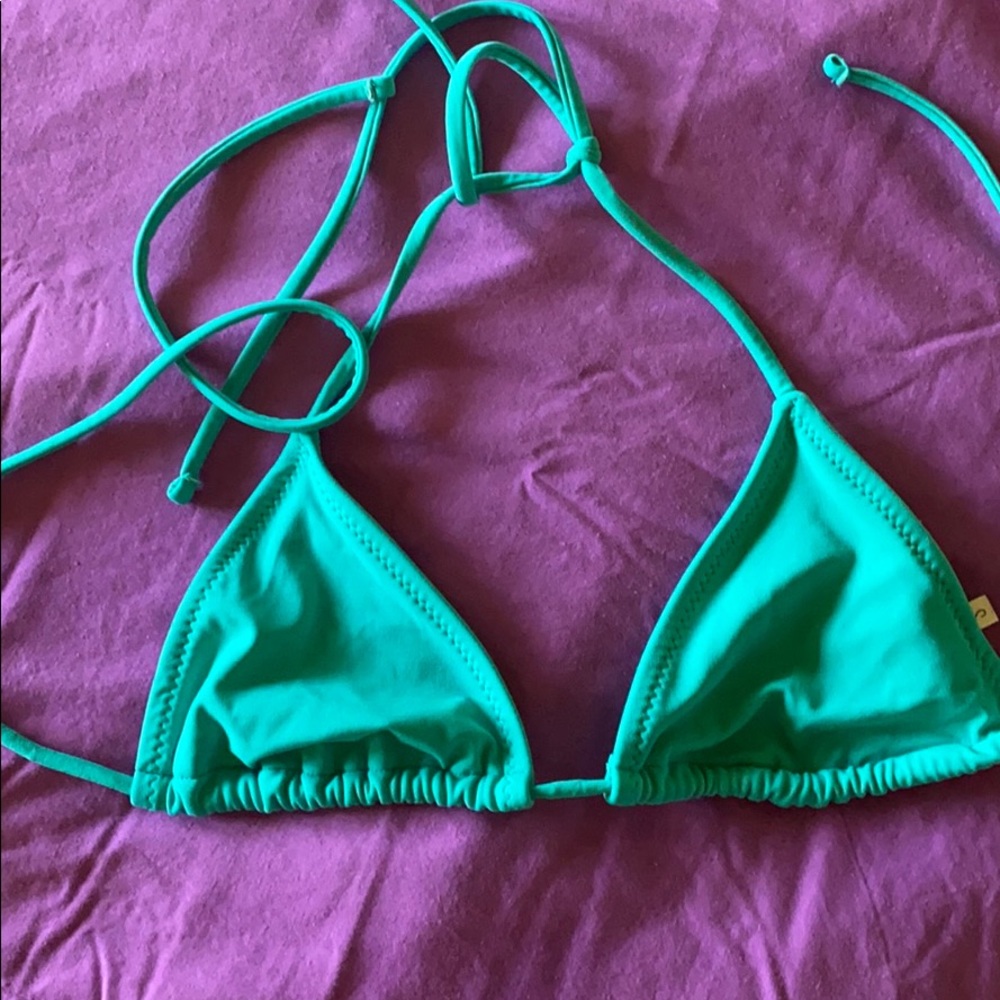 Teal triangle bikini top
